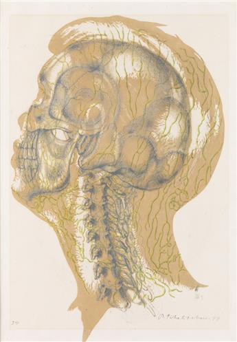 PAVEL TCHELITCHEW Three color screentprints of heads and skulls.